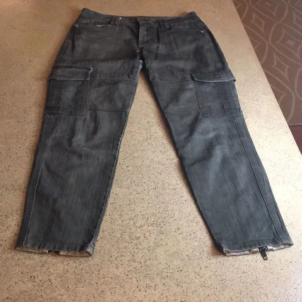 Cropped Cargo Jeans Olive Green